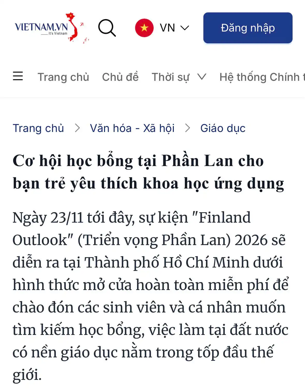 Finland Outlook, Vietnam